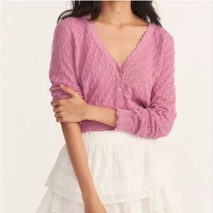 Loveshackfancy Janie Cropped Cardigan (wild berry)